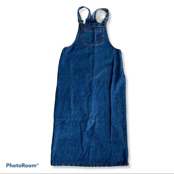 Vintage Dresses & Skirts - Vintage Big Time Blue Denim Boxy Overall Dress S
